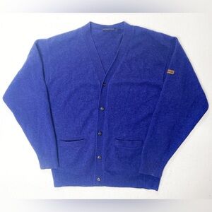 McGregor Cobalt Blue 100% Lambswool Vintage Grunge Style Cardigan Size Large